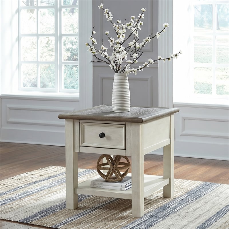 Signature Design by Ashley Bolanburg 1 Drawer End Table in Antique White