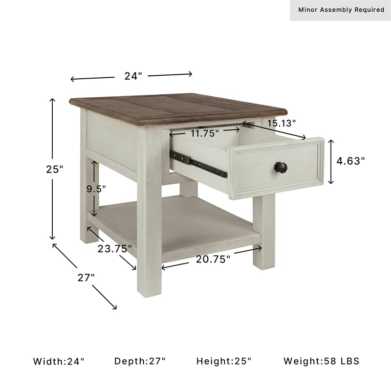 Signature Design by Ashley Bolanburg 1 Drawer End Table in Antique White