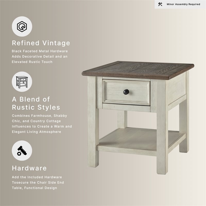 Signature Design by Ashley Bolanburg 1 Drawer End Table in Antique White
