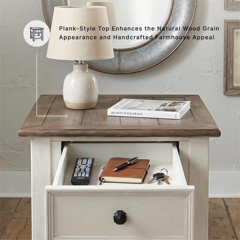 Signature Design by Ashley Bolanburg 1 Drawer End Table in Antique White
