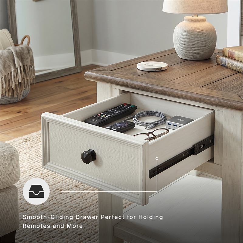 Signature Design by Ashley Bolanburg 1 Drawer End Table in Antique White