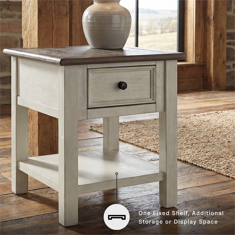 Signature Design by Ashley Bolanburg 1 Drawer End Table in Antique White