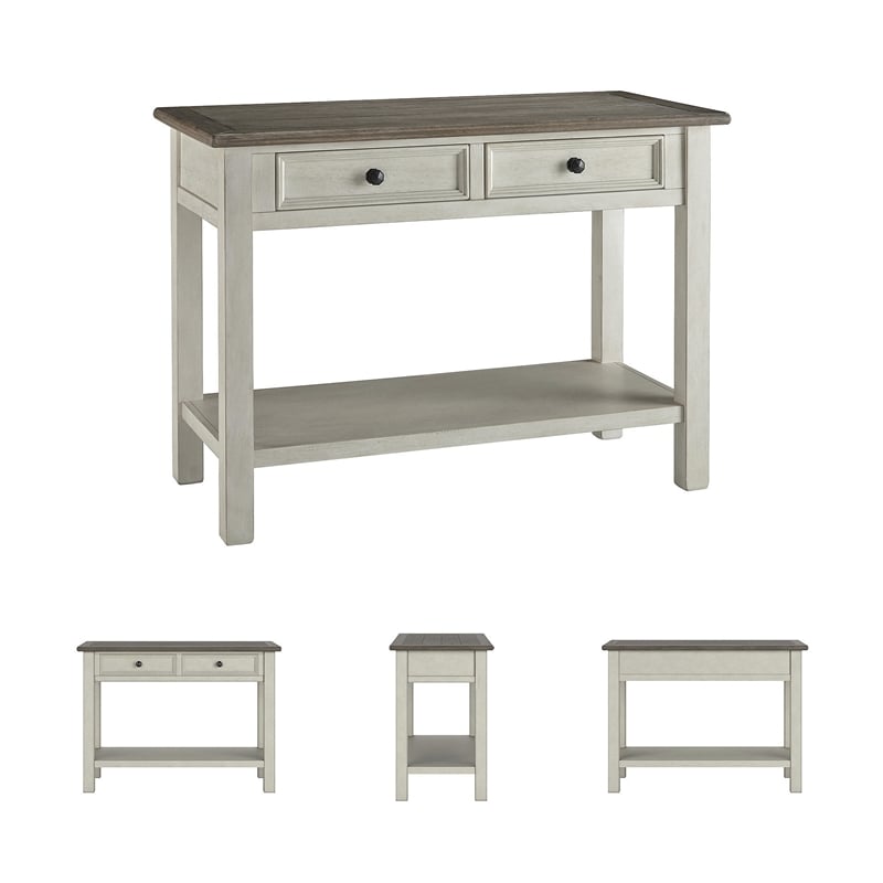 Ashley Bolanburg Engineered Wood 2-Drawer Console Table in Antique White