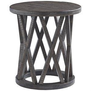 ashley furniture sharzane round end table in rustic gray