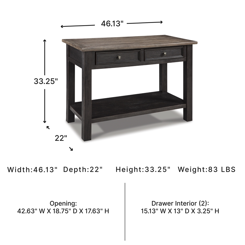 Signature Design by Ashley Tyler Creek 2 Drawer Console Table in Grayish Brown