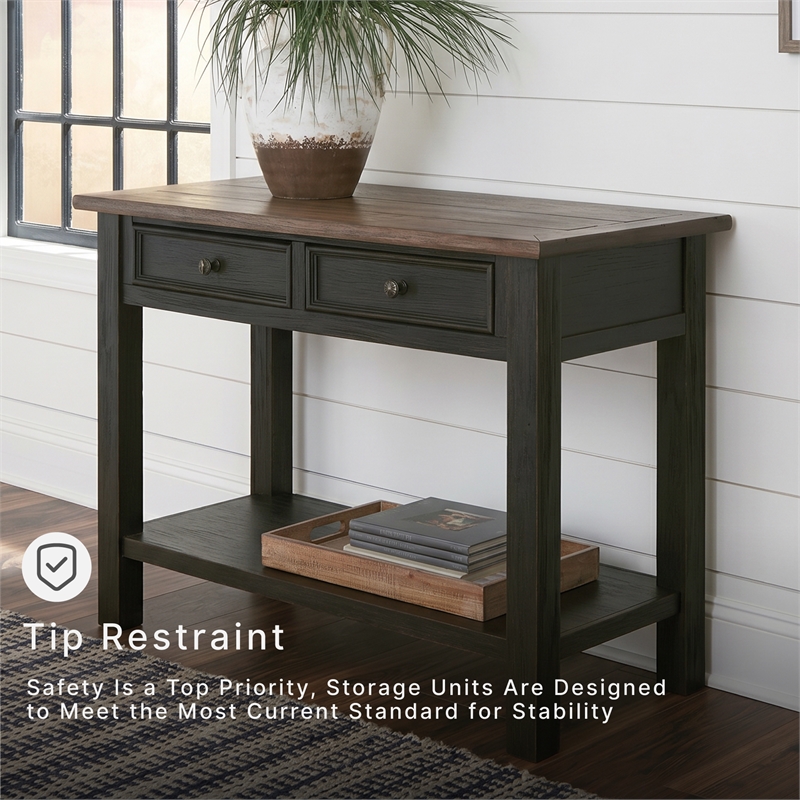 Signature Design by Ashley Tyler Creek 2 Drawer Console Table in Grayish Brown