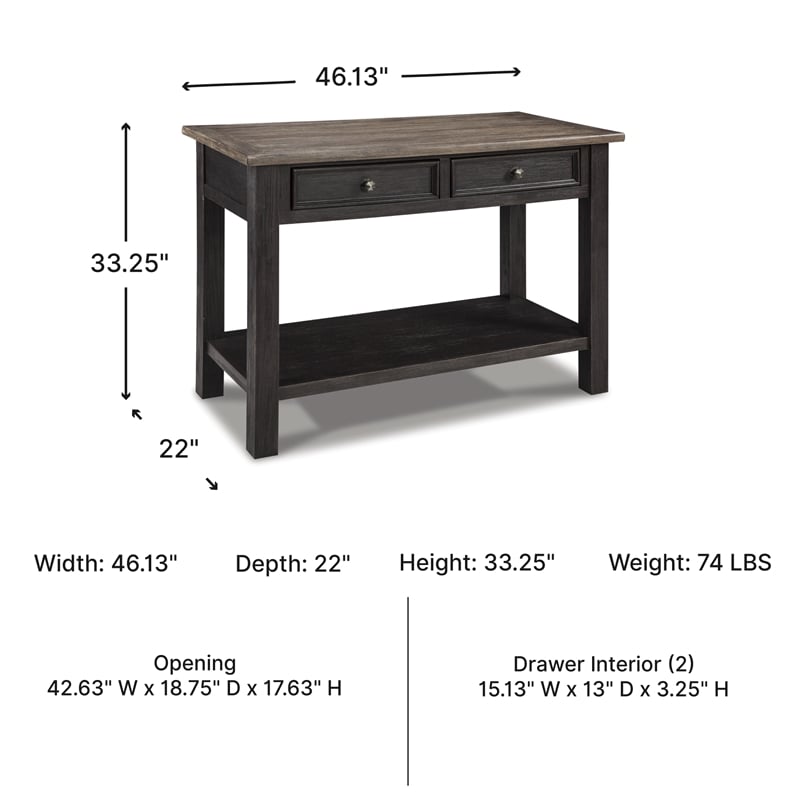 Signature Design by Ashley Tyler Creek 2 Drawer Console Table in Grayish Brown