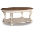 Ashley Furniture Realyn Engineered Wood Oval Coffee Table in White and Brown