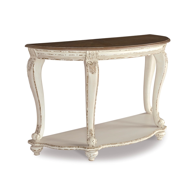 Signature Design by Ashley Realyn Console Table in Chipped White and Brown