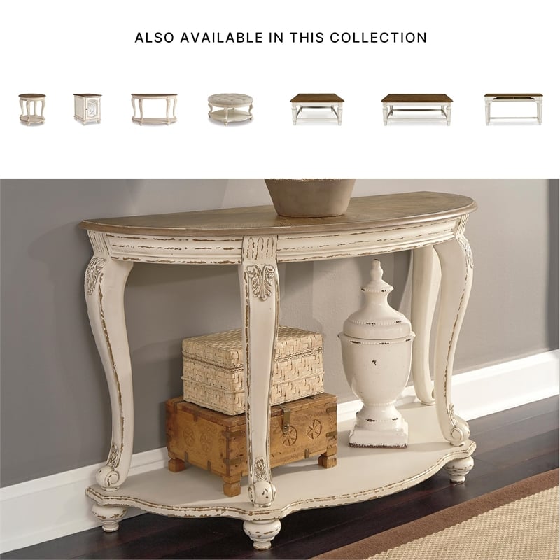 Signature Design by Ashley Realyn Console Table in Chipped White and Brown