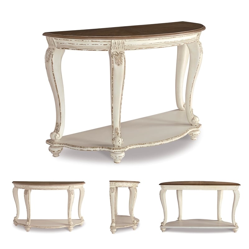Signature Design by Ashley Realyn Console Table in Chipped White and Brown