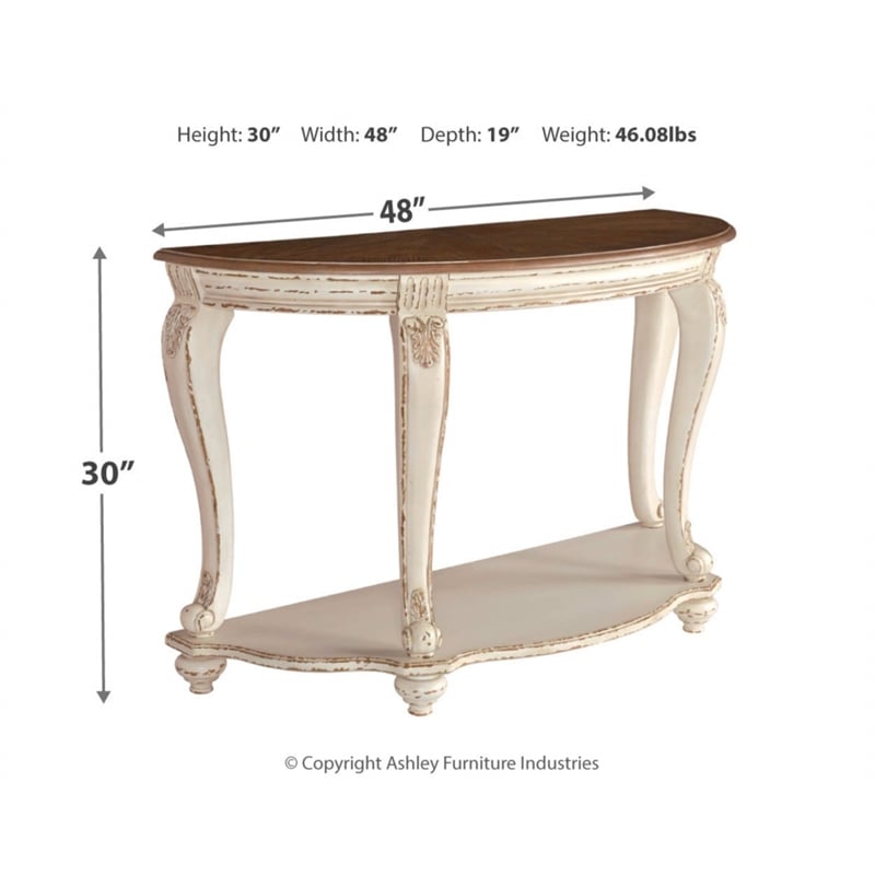 Signature Design by Ashley Realyn Console Table in Chipped White and Brown
