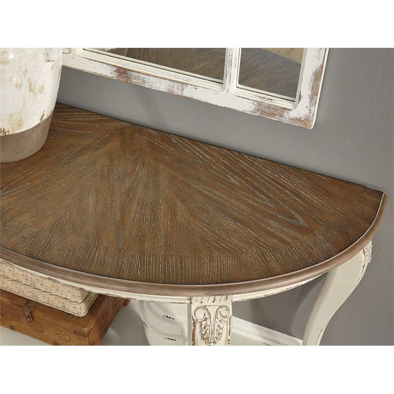 Signature Design by Ashley Realyn Console Table in Chipped White and Brown