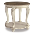 Signature Design by Ashley Realyn Round End Table in Chipped White and Brown