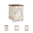 Ashley Furniture Realyn Mirrored Storage End Table in Chipped White/Brown