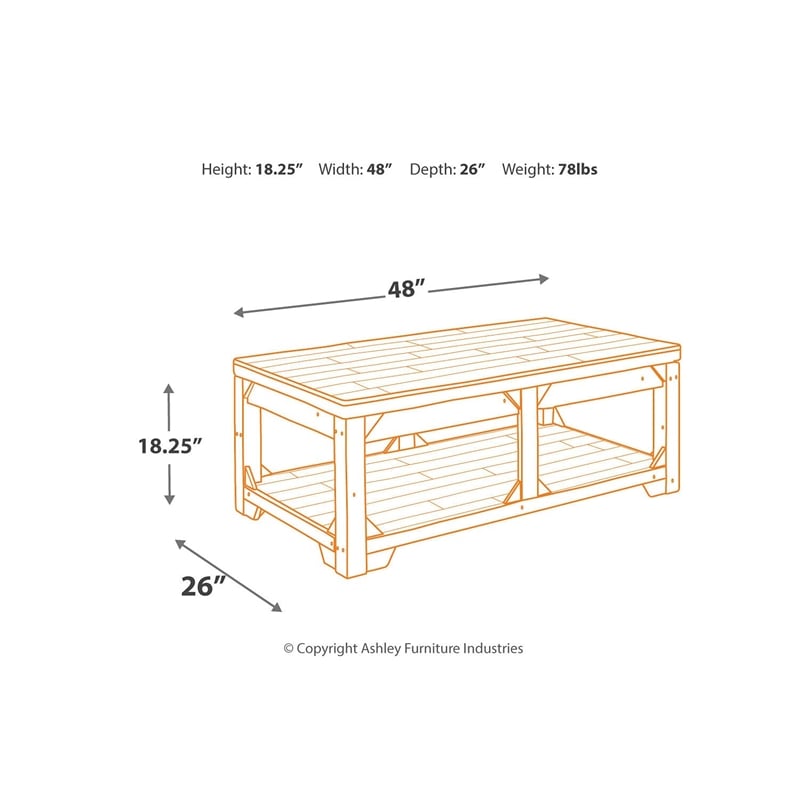 Signature Design by Ashley Fregine Lift Top Coffee Table in Whitewash