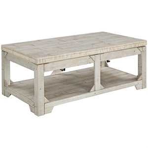 signature design by ashley fregine lift top coffee table in whitewash