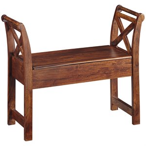 ashley furniture abbonto storage bench in warm brown