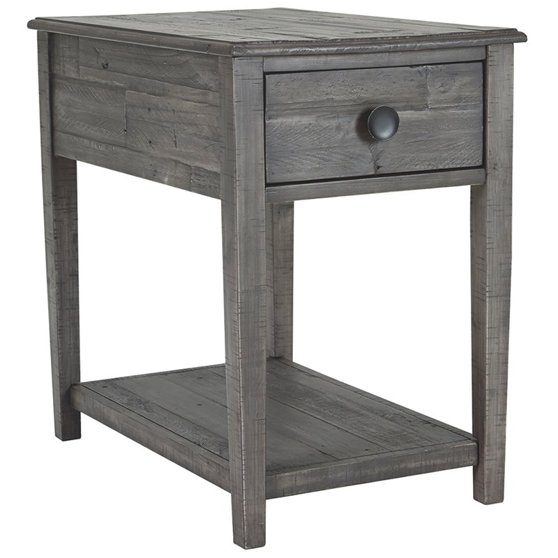 Ashley Furniture Borlofield 1 Drawer End Table in Dark Gray Cymax