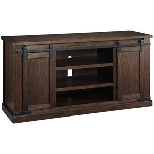 ashley budmore tv stand in rustic brown