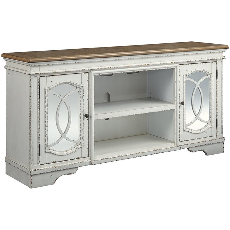 Ashley Furniture Realyn 74 Tv Stand In Chipped White And Brown W743 68