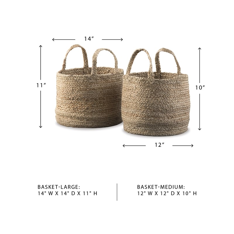 Ashley Brayton 2 Piece Basket Set in Natural