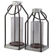 Ashley Diedrick 2 Piece Metal and Glass Lantern Candle Holder Set