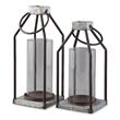 Ashley Diedrick 2 Piece Metal and Glass Lantern Candle Holder Set