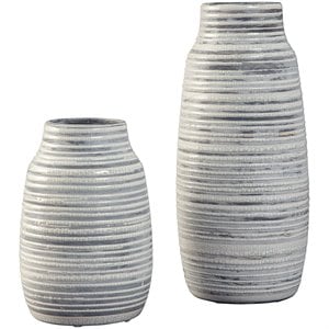 ashley donaver 2 piece ceramic vase set in gray and white