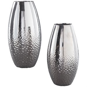 ashley dinesh 2 piece ceramic vase set in silver
