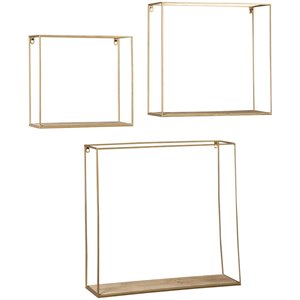 ashley efharis 3 piece wall shelf set in natural and gold