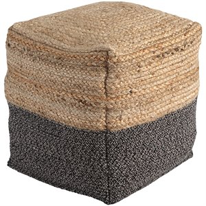 ashley sweed valley braided square pouf in natural and black