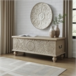 Ashley Fossil Modern Wood Ridge Storage Bench in Antique White and Brown