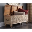 Ashley Fossil Modern Wood Ridge Storage Bench in Antique White and Brown