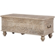 Ashley Fossil Modern Wood Ridge Storage Bench in Antique White and Brown