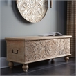Ashley Fossil Modern Wood Ridge Storage Bench in Antique White and Brown