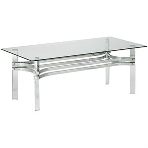 ashley furniture braddoni glass top accent coffee table in chrome
