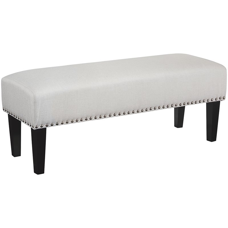Ashley Beauland Bench with Nailhead Trim in Oatmeal