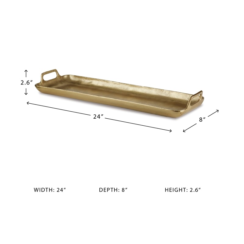 Signature Design by Ashley Posy Aluminum Serving Tray in Gold