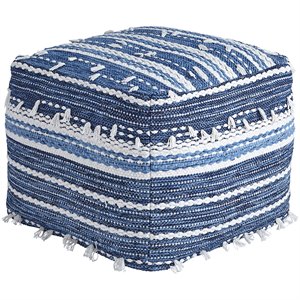 ashley anthony square pouf in blue and white
