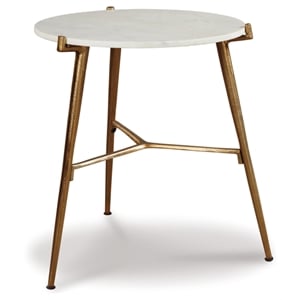 Signature Design by Ashley Chadton Marble Top Accent Table in White and Gold