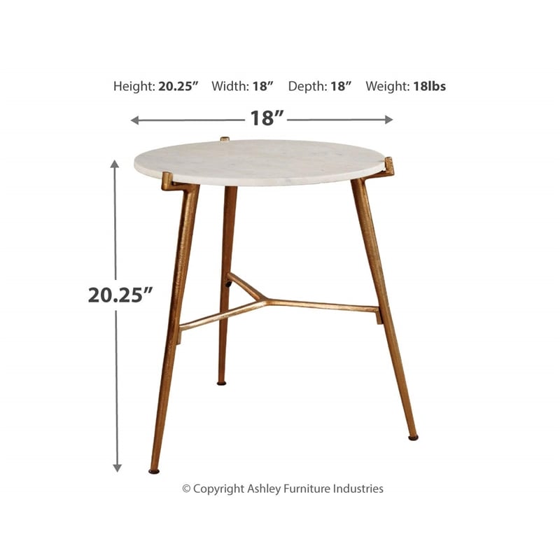 Signature Design by Ashley Chadton Marble Top Accent Table in White and Gold