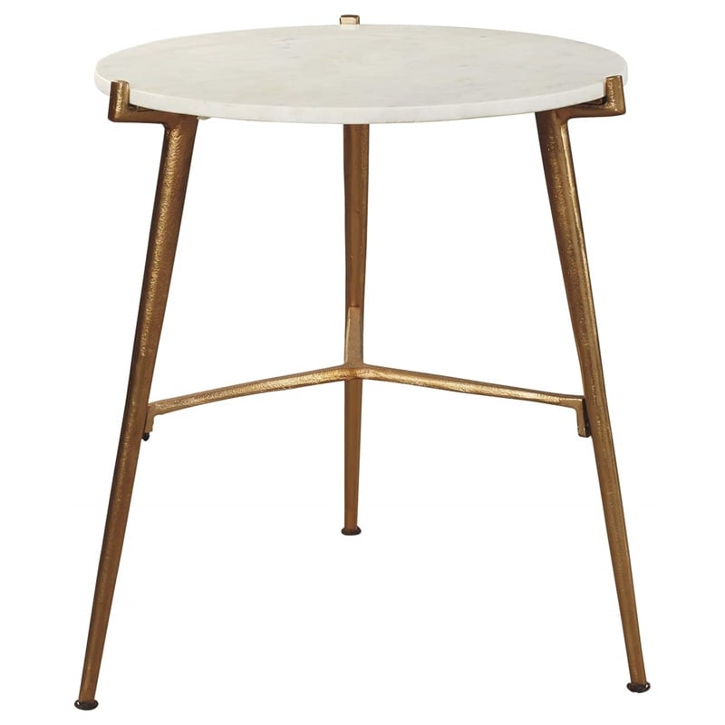 Signature Design by Ashley Chadton Marble Top Accent Table in White and Gold