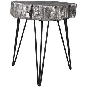 ashley dellman accent table in antique silver and black