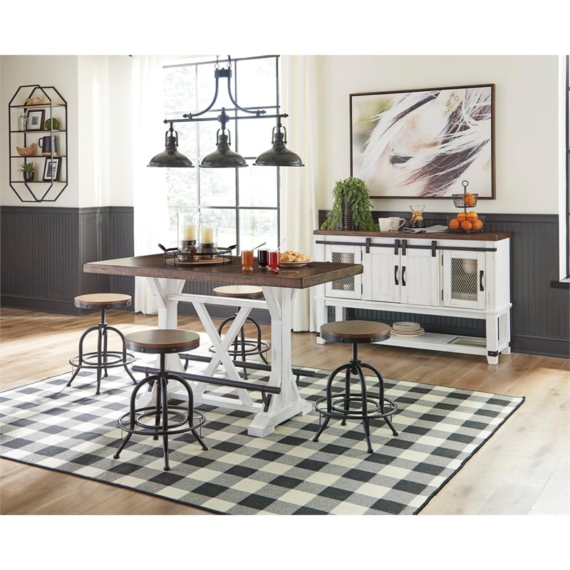 Ashley Furniture Valebeck Adjustable Swivel Counter Stool in Brown and Black