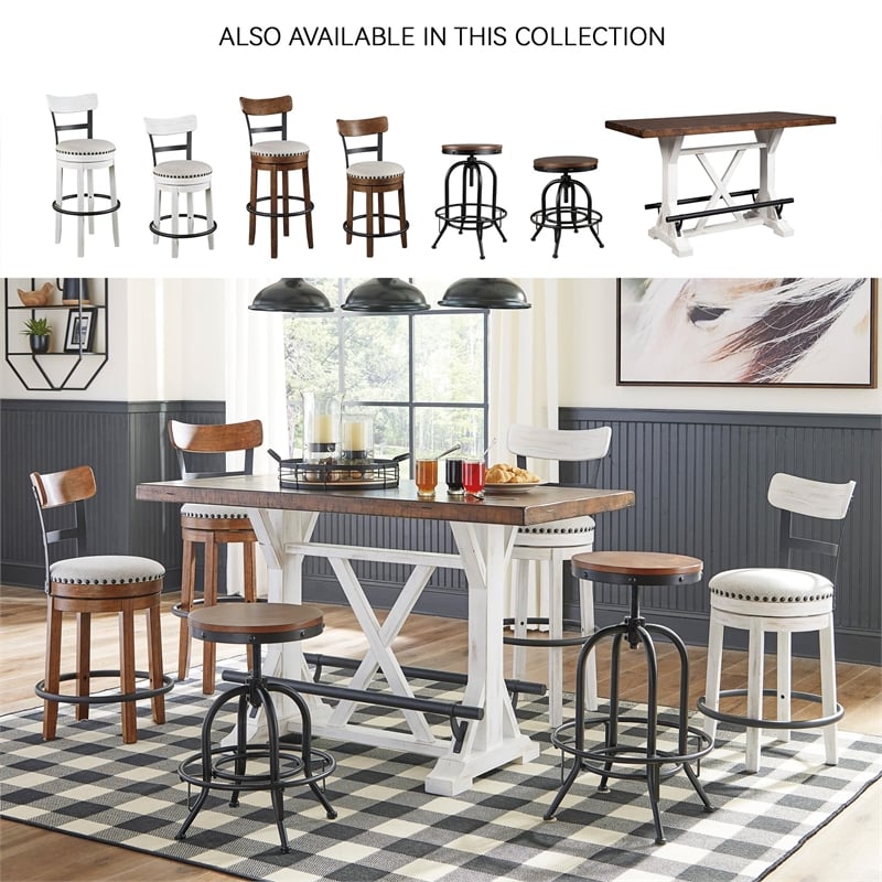 Ashley Furniture Valebeck Adjustable Swivel Counter Stool in Brown and Black