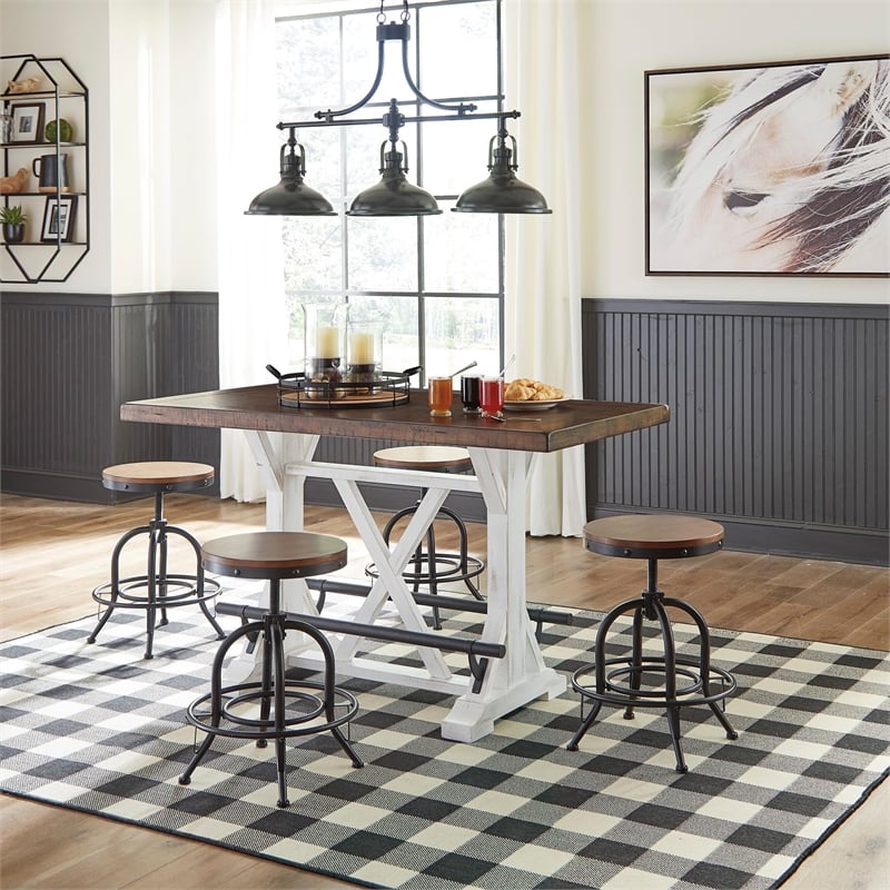 Ashley Furniture Valebeck Adjustable Swivel Counter Stool in Brown and Black