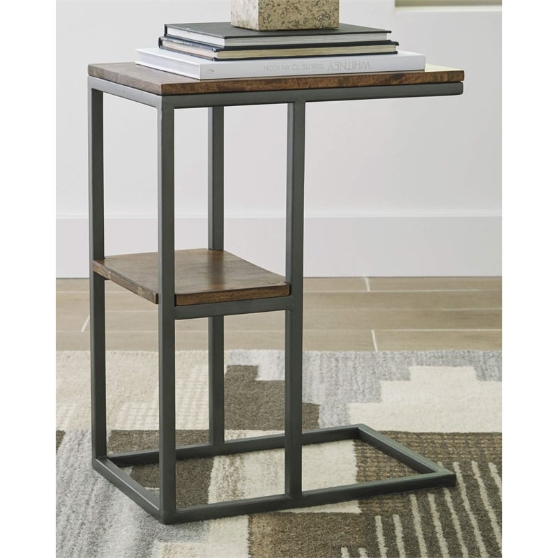 Signature Design by Ashley Forestmin 1 Shelf End Table in Black and Natural