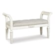 Ashley Realyn Tufted Bench with Scrolled Arm in Antique White