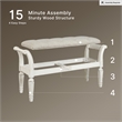 Ashley Realyn Tufted Bench with Scrolled Arm in Antique White